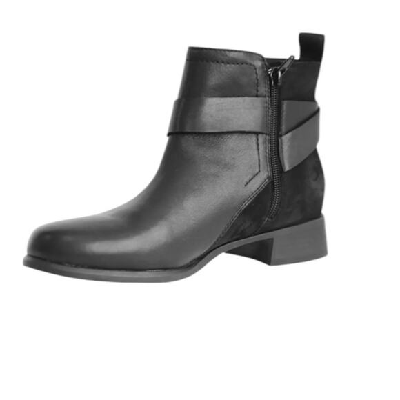 NWOT Munro Leather Chestnut Buckle Booties Black Combo – Sz 9N - Picture 2 of 8